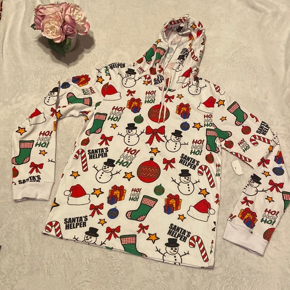 On Fire Tops - NWT ON FIRE Size L Christmas Print Hoodie